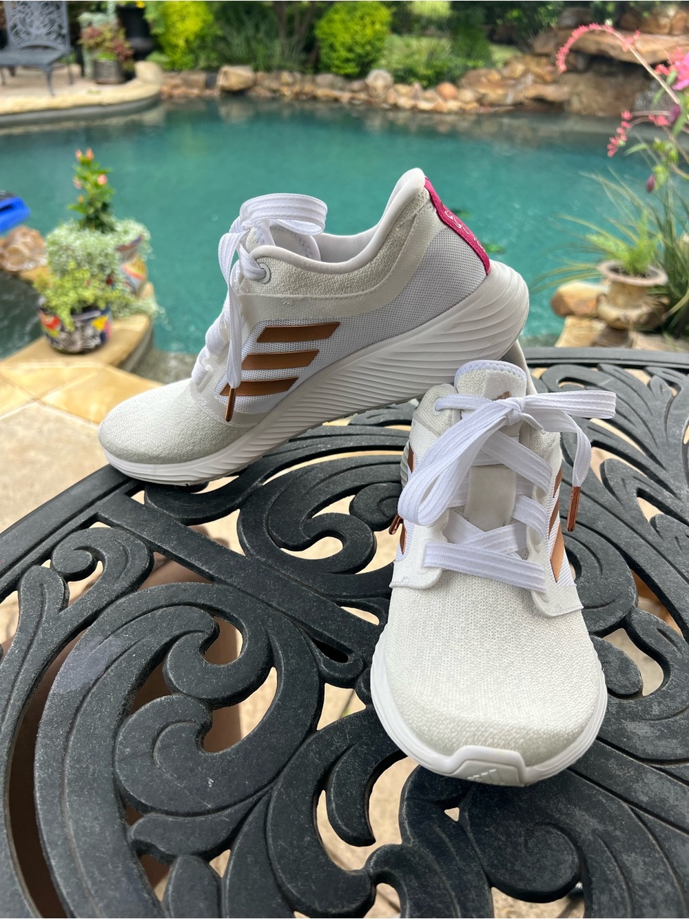 Adidas Edge Lux Bounce White Knit Athletic Sneakers